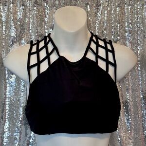 Vanilla Beach Black Strappy Bikini Top Medium